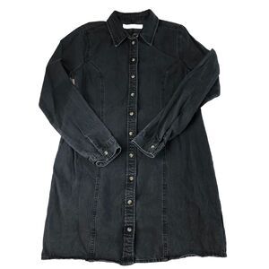 ASOS Women’s Faded Black Jean Shirt Dress Button Down Princess Seams  Size 8